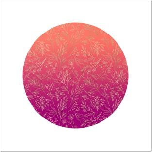 Floral Living Coral Summer Sky Posters and Art